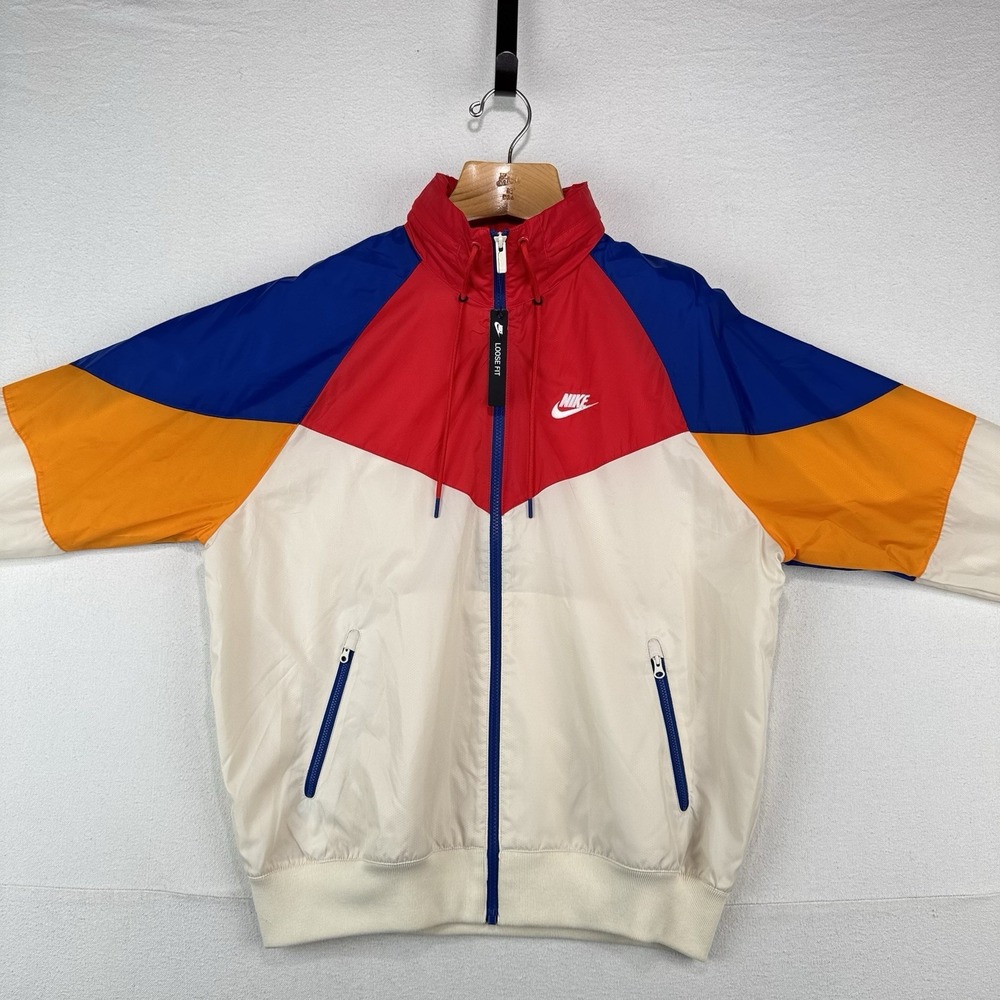 NWT Nike Sportswear Windrunner Windbreaker Track Jacket Men's M Cream Blue Red - Picture 4 of 15